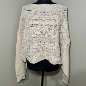 NWT Sweet Lemon women’s mixed media sweater size M cream with‎ multicolor flecks